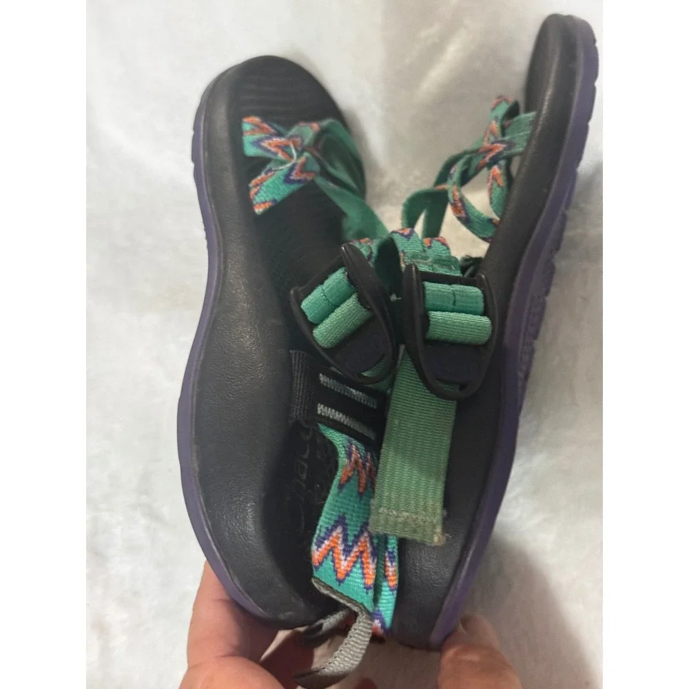Chaco Kids Z1 Ecotread Sandals Green Orange Strappy Outdoor Shoes Size 3